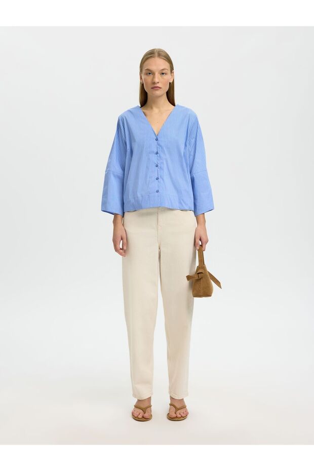 Bluse mit 3/4 Ärmeln Baumwollmix - 4