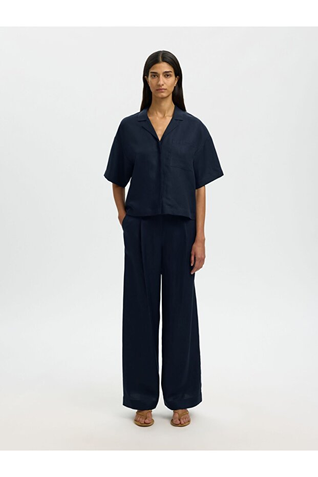 Bluse aus Leinengemisch Kurzarm - 4