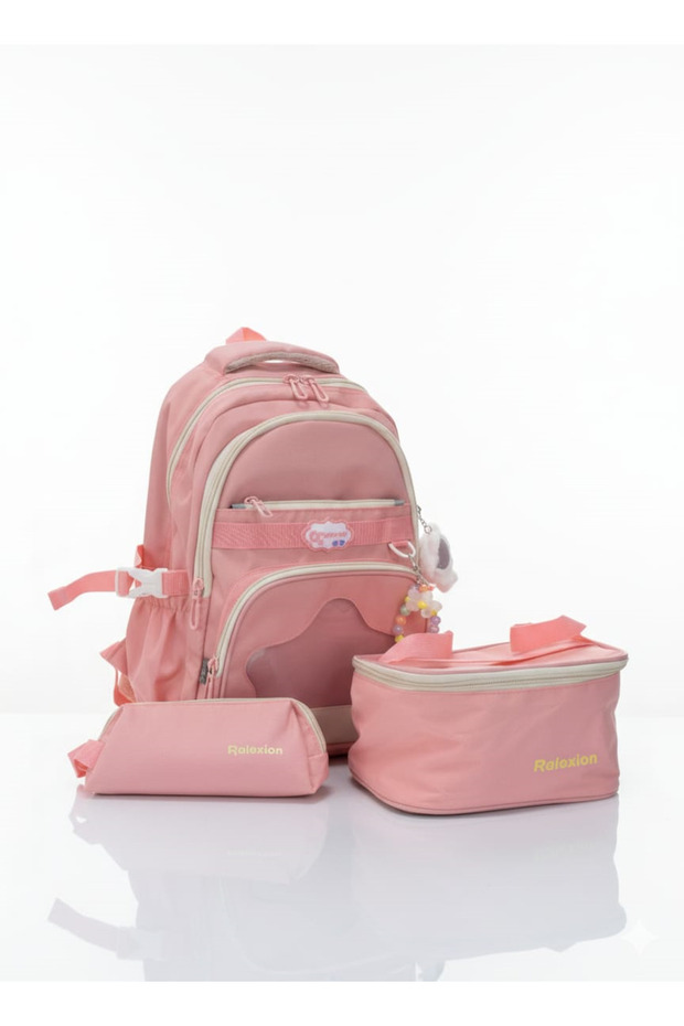Relaxion 3-Piece Set with Accessories for Children's Primary School Bag, Backpack with Pen Holder and Lunch Bag 1920