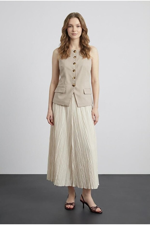 CEKET DETAYLI PİLİSELİ ELBİSE - 1