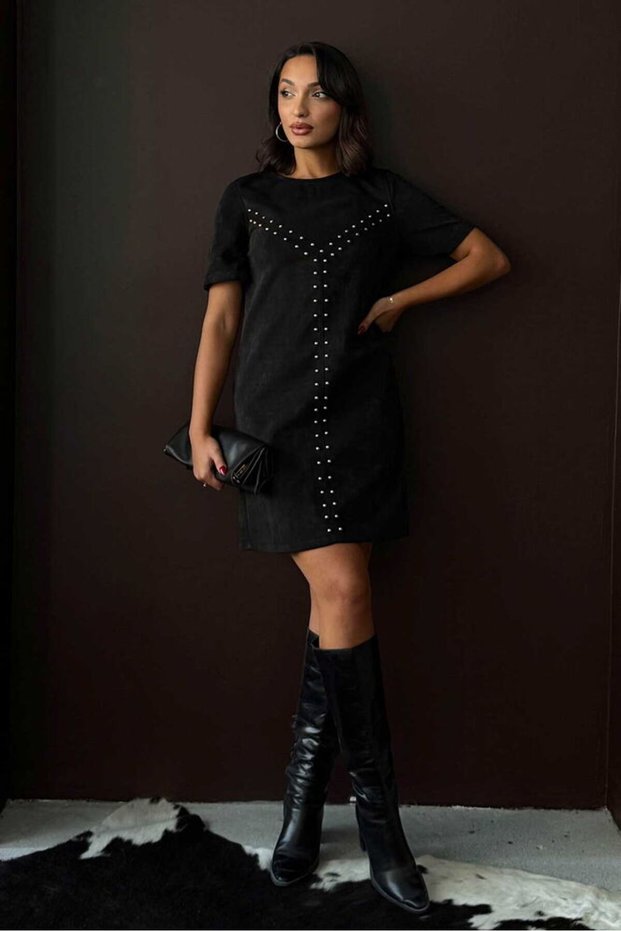 Droplu Suede Dress - Black |   Vmf2039 - Black