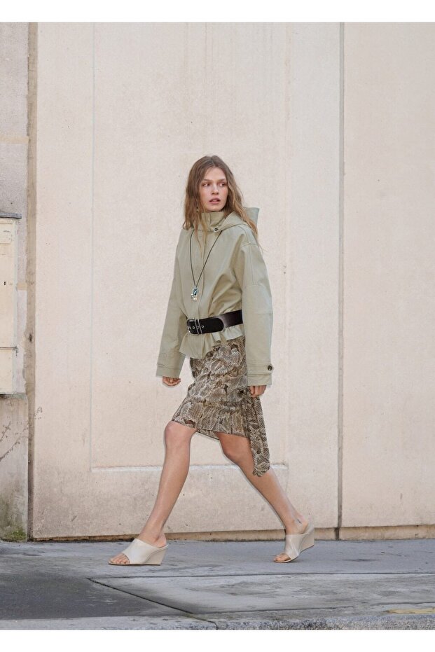 Hayvan desenli midi etek - 7