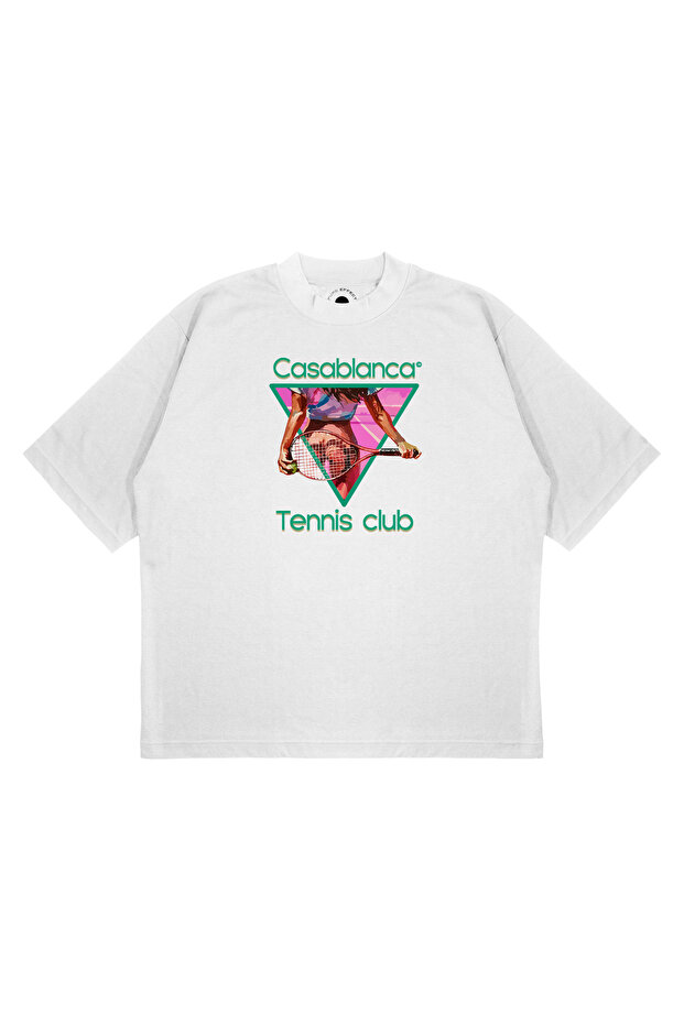 Unisex Oversize Casablanca Triangle Women's Printed Boxy Fit Thick Fabric (240Gsm) T-Shirt
