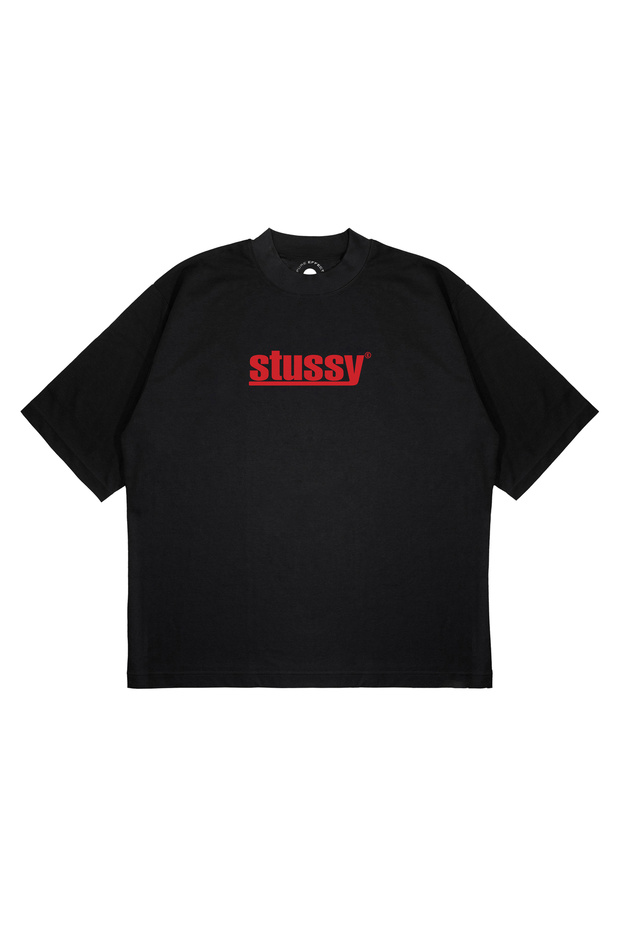 Unisex Oversize Stussy Red Text Printed Boxy Fit Thick Fabric (240Gsm) T-Shirt