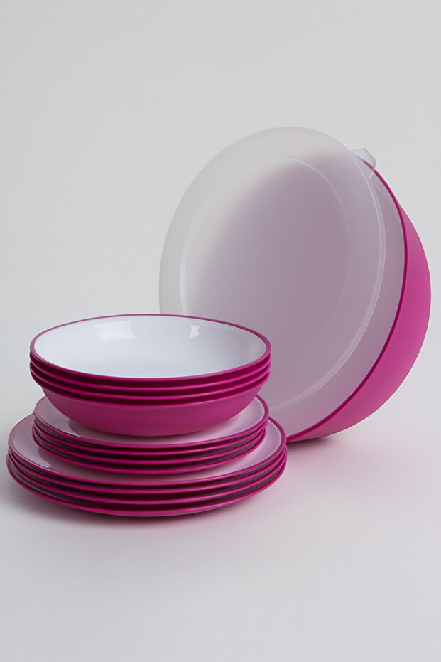 Sanaliving plastic tableware set - Fuchsia - 1