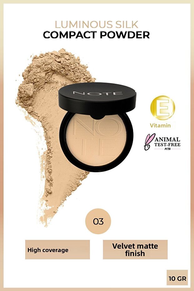 بودرة مضغوطة غير لامعة من متوسطة البيج 03 - 1