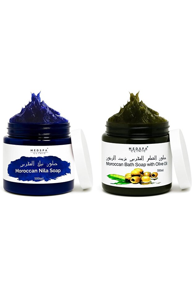 Moroccan Nila & Olive Beldi Soap | Natural Purifying, Deep Cleansing & Exfoliating | Hammam Ritual Body Treatment | 500g x 2
