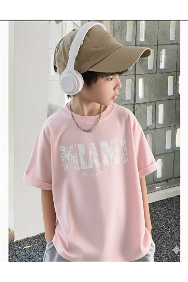 Miami Printed Pink Kids T-Shirt