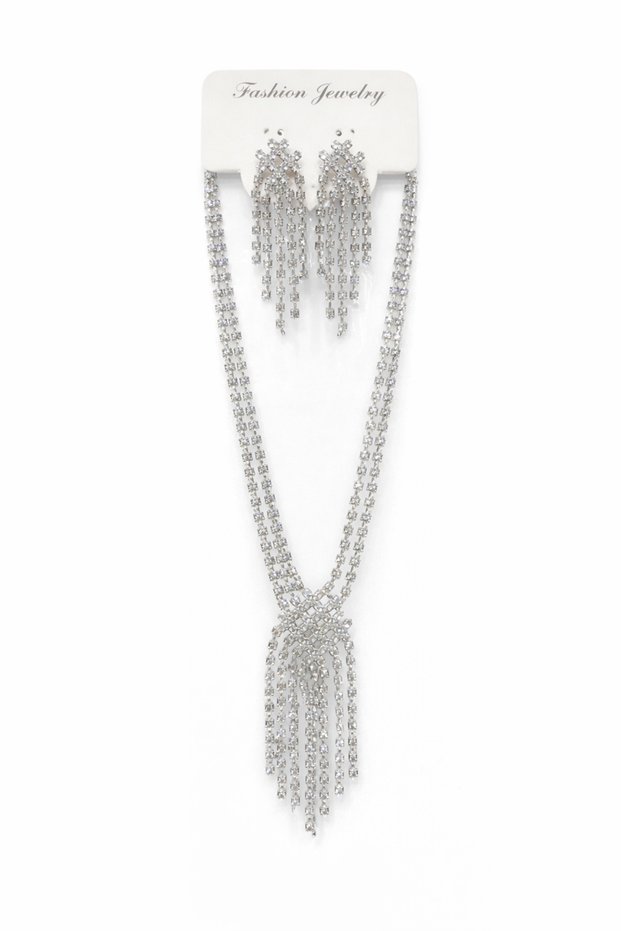 Zircon Stone Waterway Necklace Earrings Jewelry Set Evening Dress