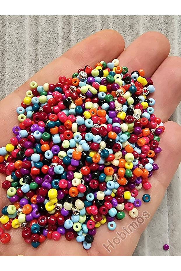 Hobimos 200 Adet 3 mm Karışık Renkli 8/0 Cam Kum Boncuk - Takı, Aksesuar, Kolye, Bileklik Boncuğu