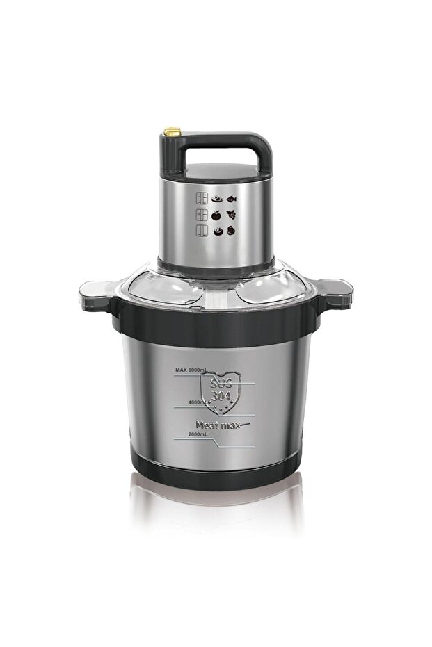 6.0L Stainless Steel Food Processor 500W Electric Meat & Vegetable Chopper