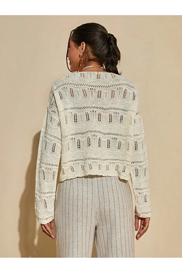 سترة تريكو مخرمة كبيرة الحجم - 2