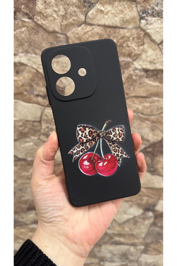 Oppo A3 Compatible Cherry Bow Leopard Pattern Silicone Shock-Absorbing Classic Protective Rubber Case