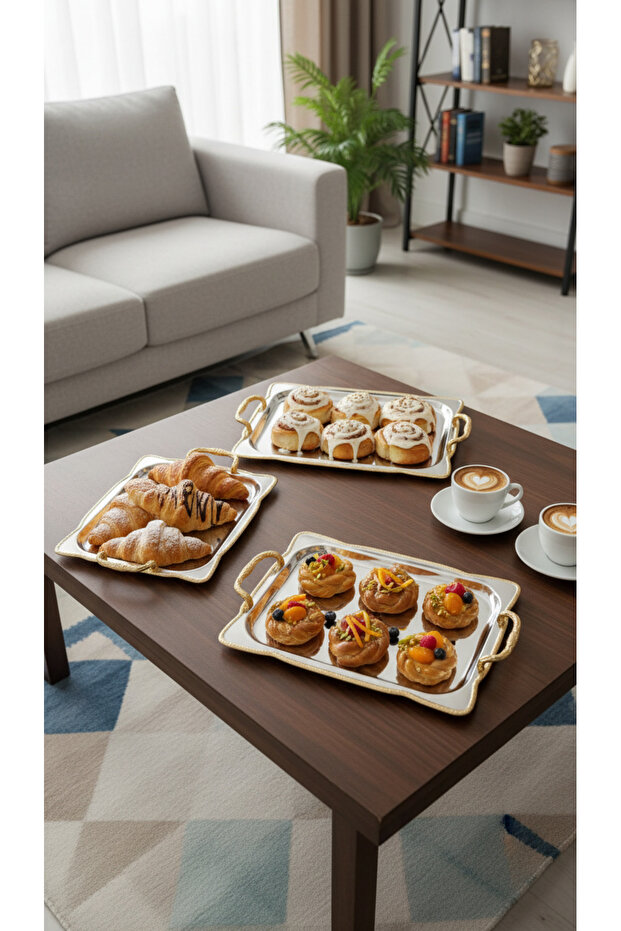 طقم صواني تباسي تقديم متعدد الاستخدامات - 3