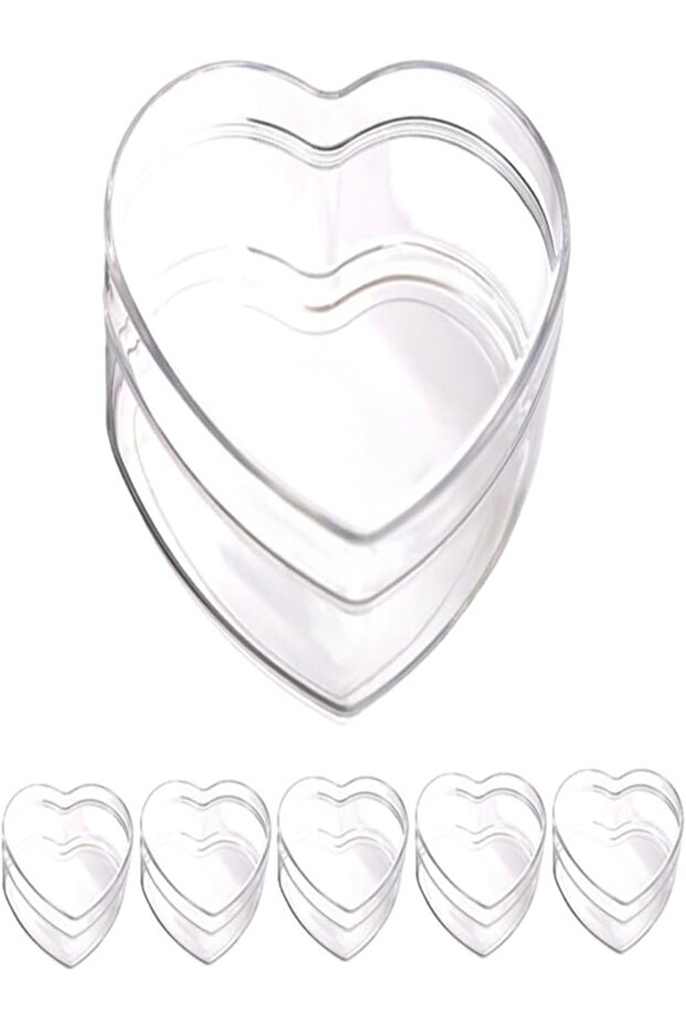 12Pcs 300Cc Mica Hard Plastic Heart Box with Lid Dessert Chocolate Presentation Bowl Magnolia Valentine's Day