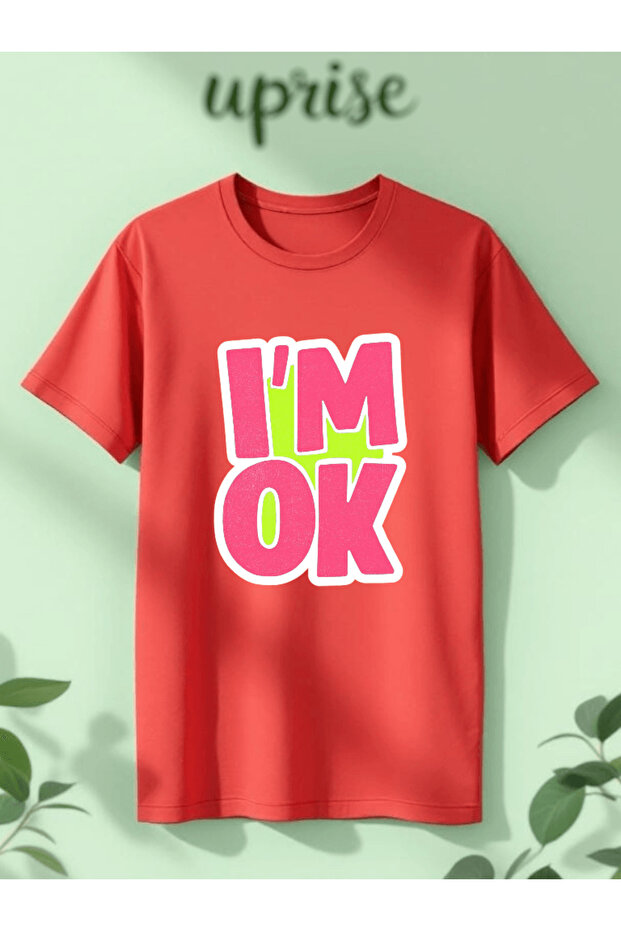 تي شيرت قطني مطبوع عليه I'm Okay بمقاس كبير