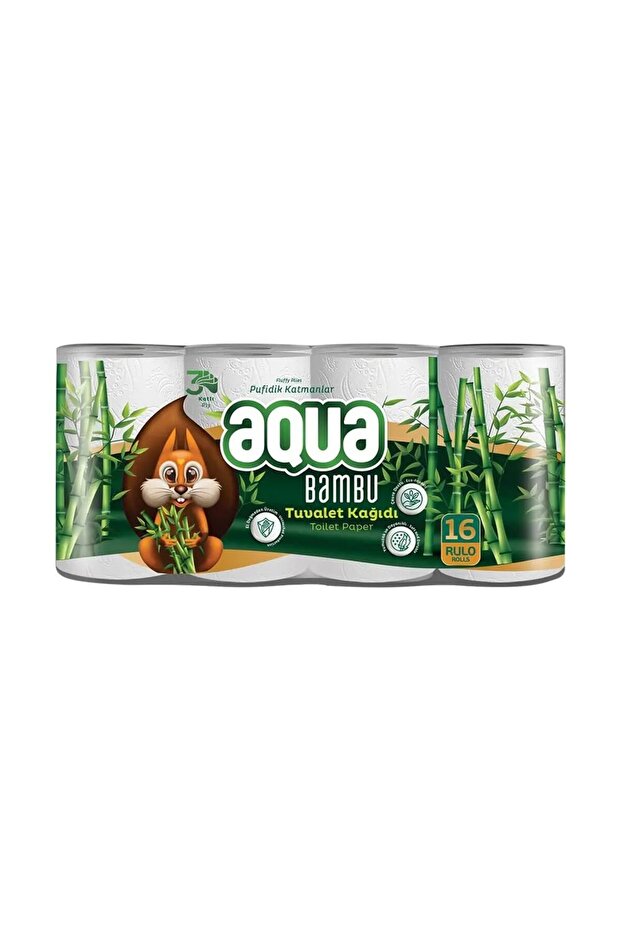 Aqua Bambu 16-Pack Toilet Paper 3-Ply – 3-Piece Box (Total 48 Rolls) Soft and Durable