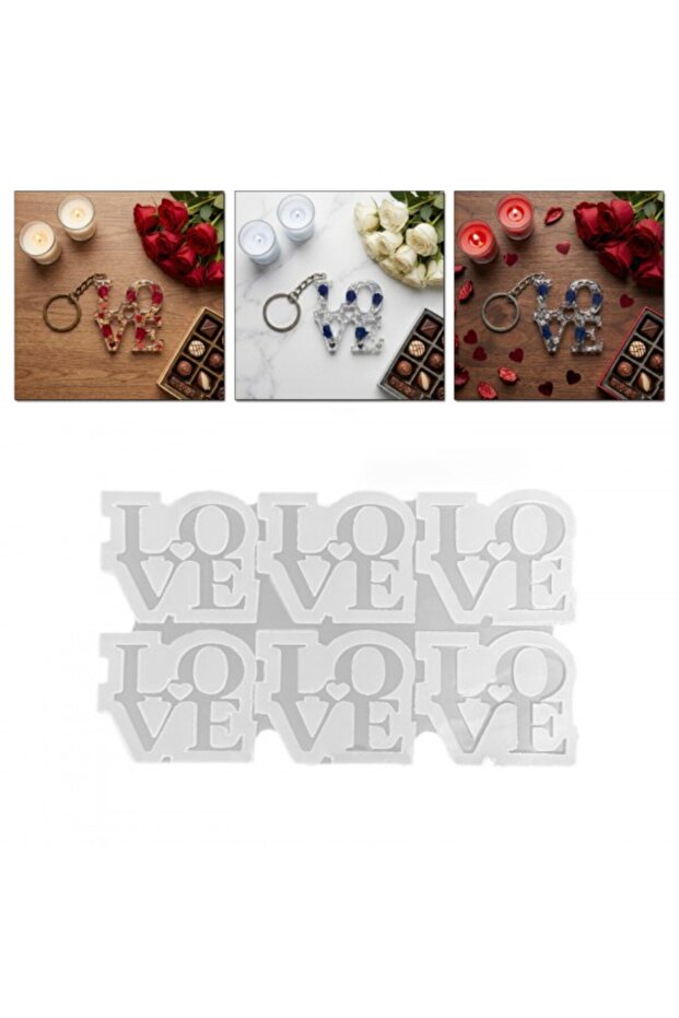 Epoxy Valentine's Day Special Keychain Mold with Love Writing, Set of 6 |