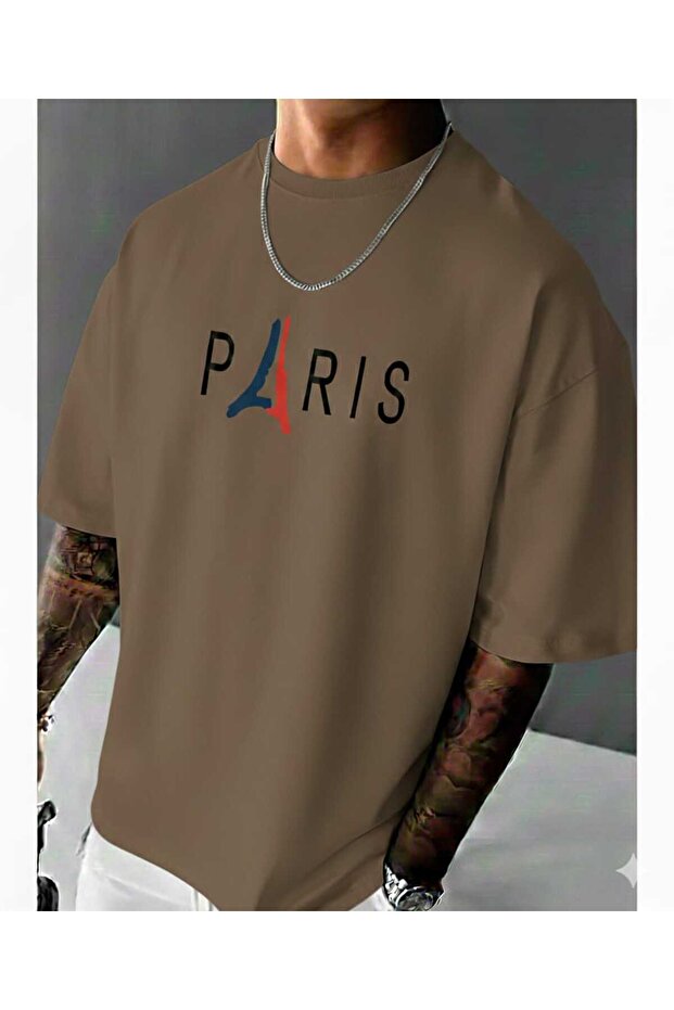 Paris Printed Brown Unisex T-Shirt