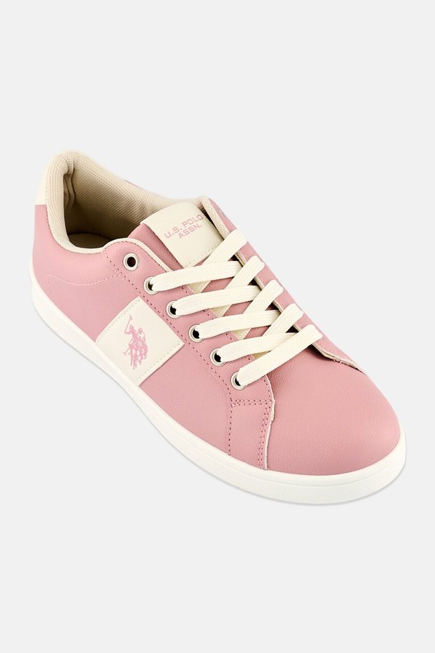 Women Brand Logo Lace Up Casual Shoes, Pink