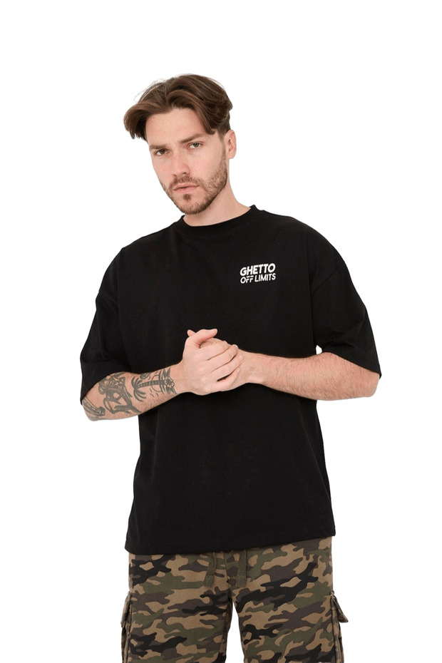 Back Big G Printed Black Oversize T-shirt - 1