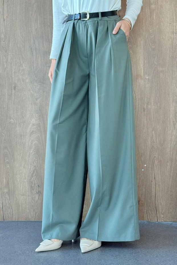 Arda Palazzo Belted Trousers Mint