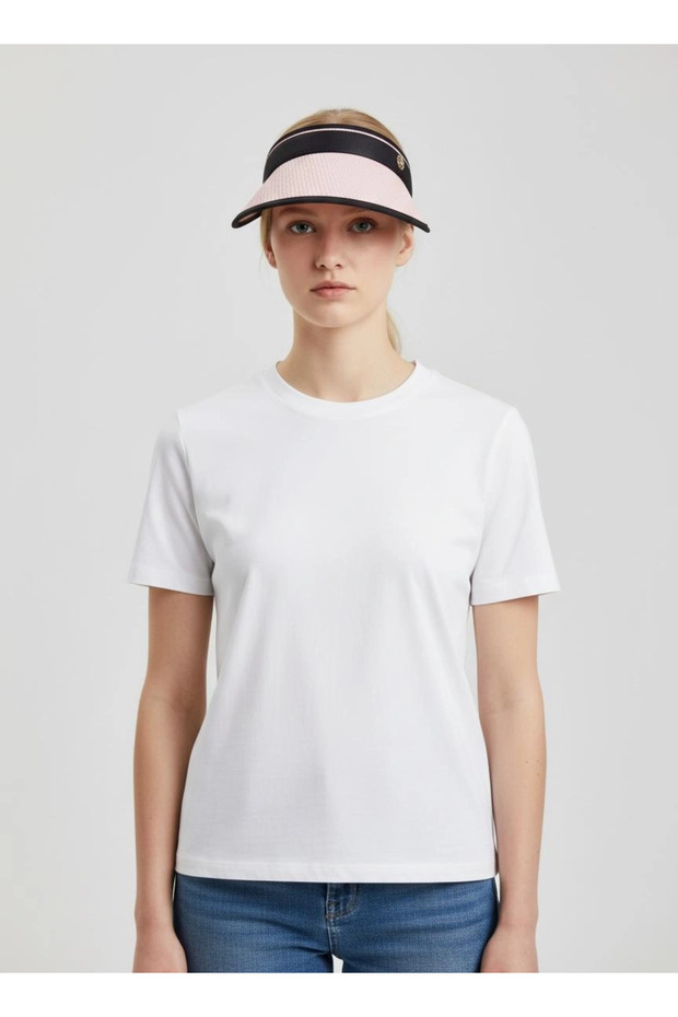 Powder Straw Patterned Visor Adjustable Visor Hat - 1