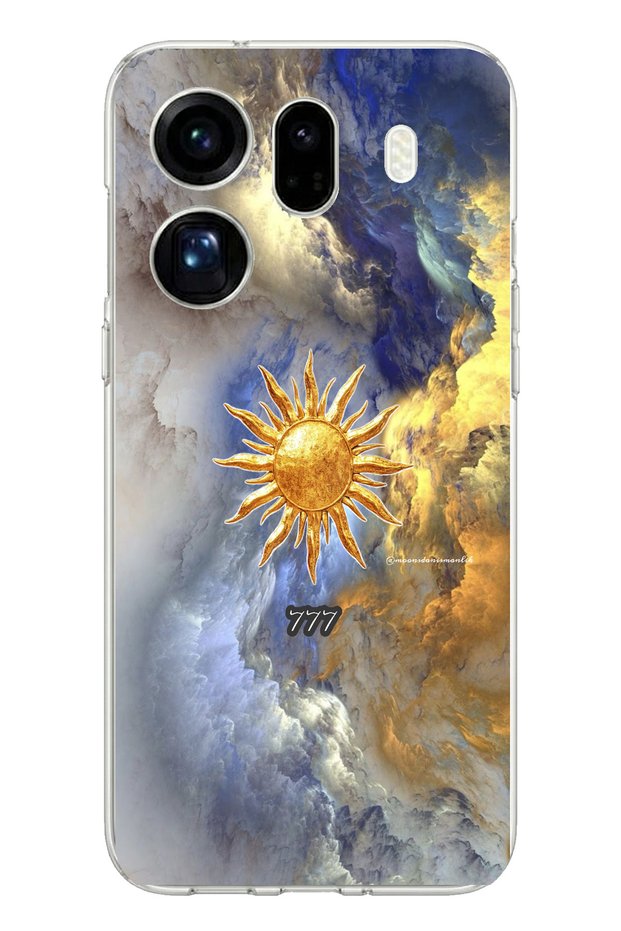 Oppo Find X9 Pro Compatible 777 Sun and Cloud Design Printed Silicone Case
