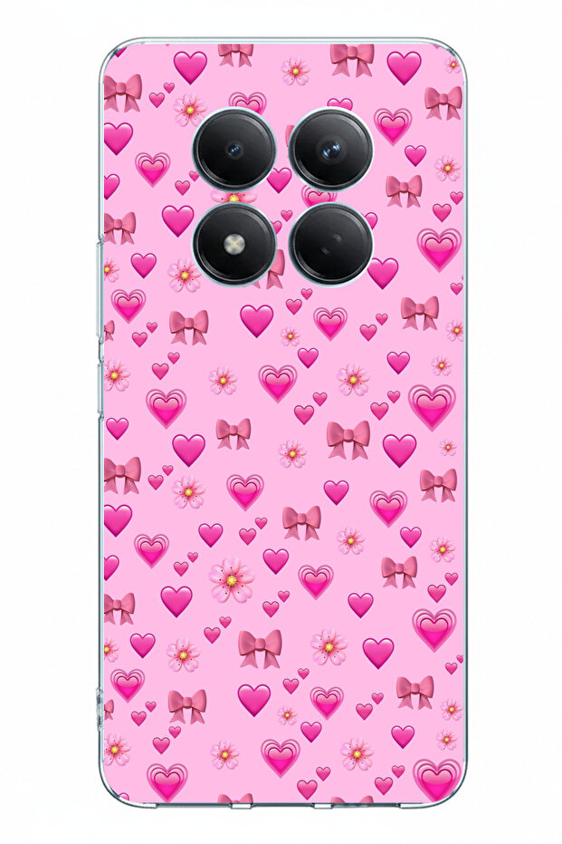 حافظة سيليكون مطبوعة على شكل قلوب صغيرة باللون الوردي متوافقة مع هاتف Redmi Note 15 PRO PLUS - 1