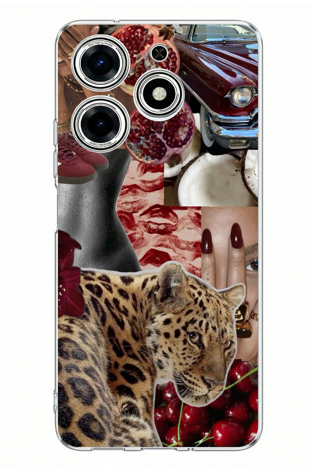 حافظة سيليكون مطبوعة من نوع Leopard Red Vibes متوافقة مع هاتف Tecno Spark 10 Pro - 1