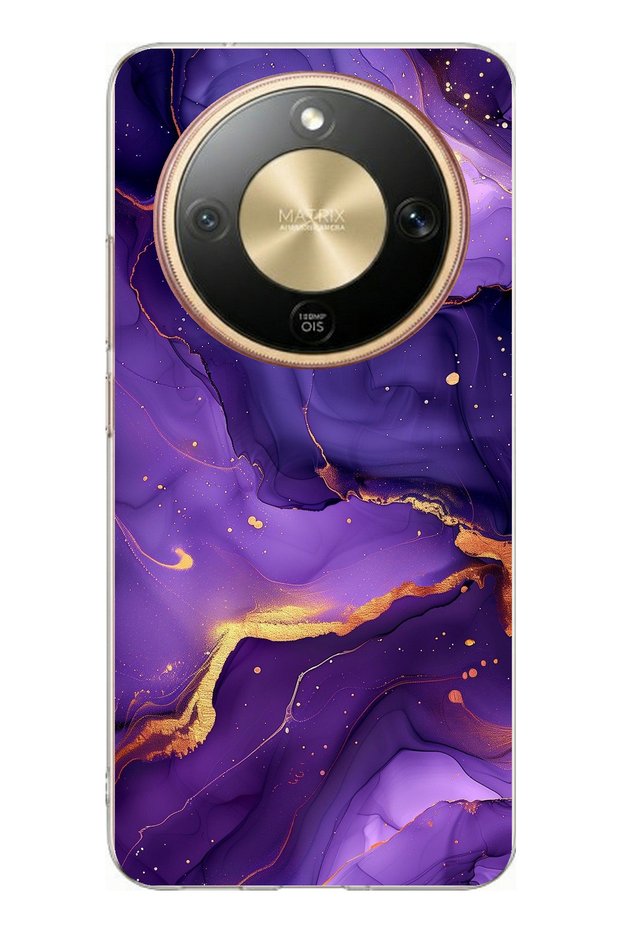 حافظة سيليكون مطبوعة من حجر الجمشت الأرجواني الرخامي متوافقة مع هاتف Honor Magic 8 Lite