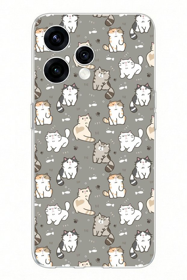 Oppo Reno 15 - Reno 15F Compatible Tiny Cute Cats Printed Silicone Case