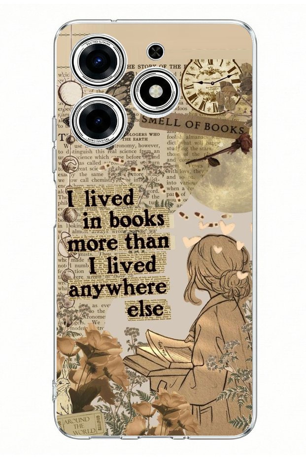 Tecno Spark 10 Pro Compatible Book-Reading Woman Retro Printed Silicone Case