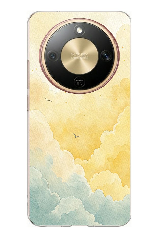 حافظة سيليكون مطبوعة باللونين الأصفر والأخضر متوافقة مع هاتف Honor Magic 8 Lite