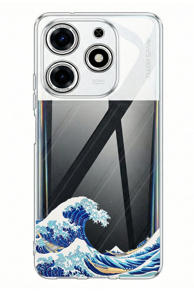 Tecno Spark 10 Pro Compatible Kanagawa Oki Nami Ura Wave Design Printed Silicone Case