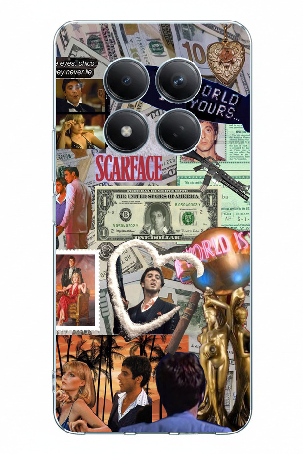 حافظة سيليكون مطبوعة بتصميم Scarface Collage متوافقة مع Redmi Note 15 PRO PLUS - 1