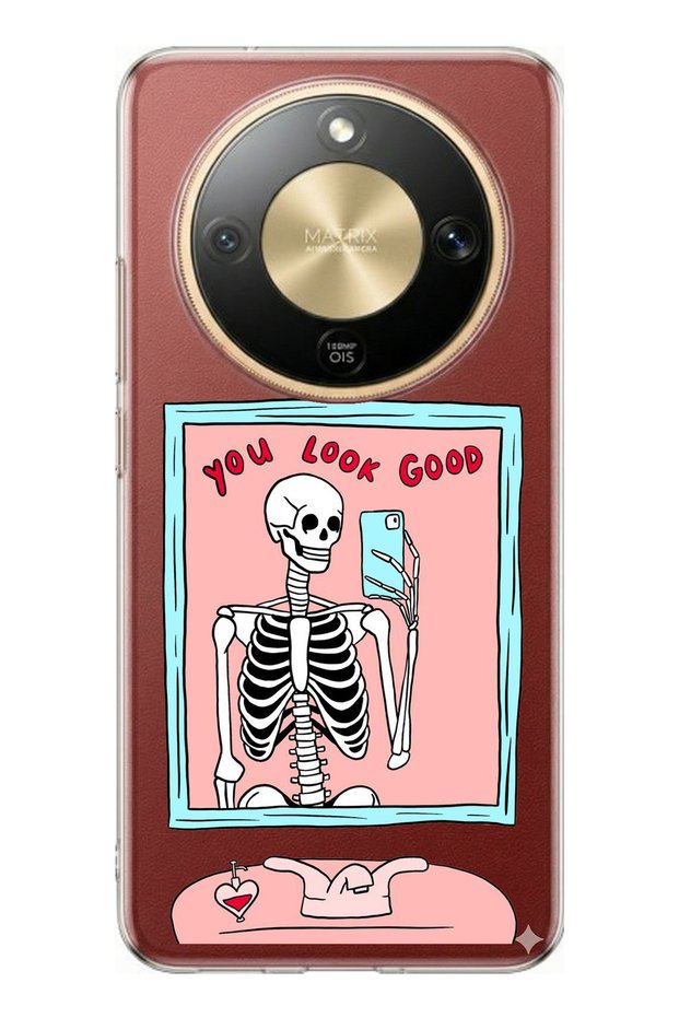 حافظة سيليكون مطبوعة بتصميم هيكل عظمي متوافقة مع هاتف Honor Magic 8 Lite من You Look Good