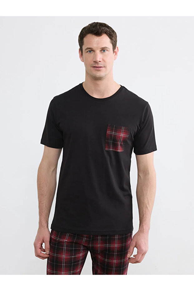 Burgundy Standard Fit Plaid Printed Men's Pajama Set