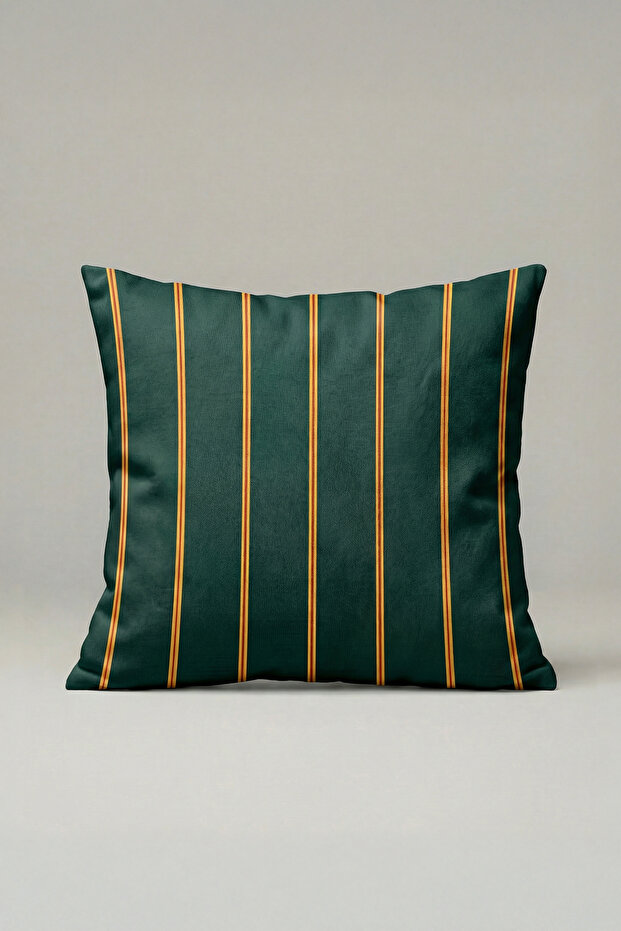 غطاء وسادة مخطط كلاسيكي أخضر 015 - غطاء وسادة مزخرف مقاس 45x45 سم