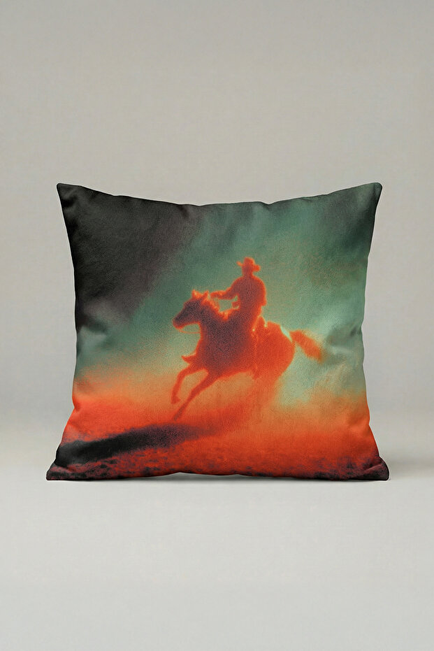 Neon Cowboy Silhouette Decorative Throw Pillow Cover 076 – Modern Retro Western Design 45X45 cm