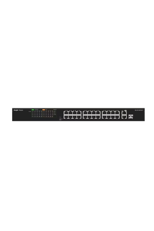 Ruijie reyee rg-es126fgs-p 24 port 10/100 24 port poe 2 port uplink + 1 sfp 370 watt unmanaged rack