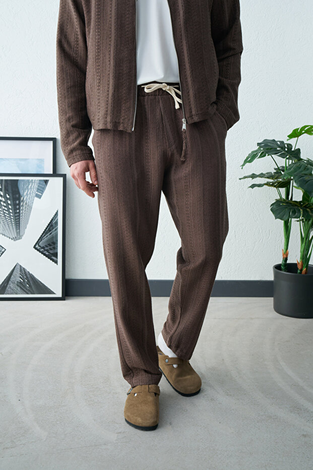 Ethnic Pattern Lace-Up Regular Pants - 1