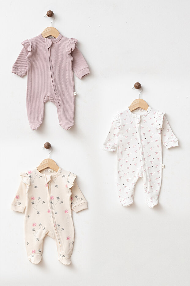 yukobaby bebeğiniz için en doğalı BEBEK %100 PAMUKLU BOYDAN FERMUARLI 3'LÜ PATİKLİ TULUM YENİDOĞAN HASTANE ÇIKIŞIBEBEK KIYAFETİ 0-3 AY