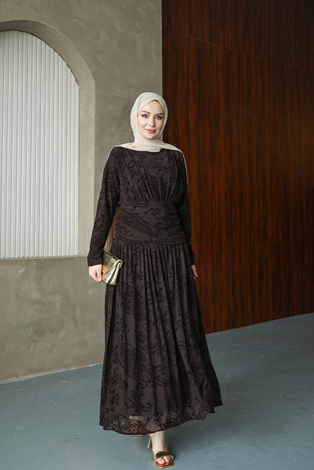 Flok Baskı Elbise - 4