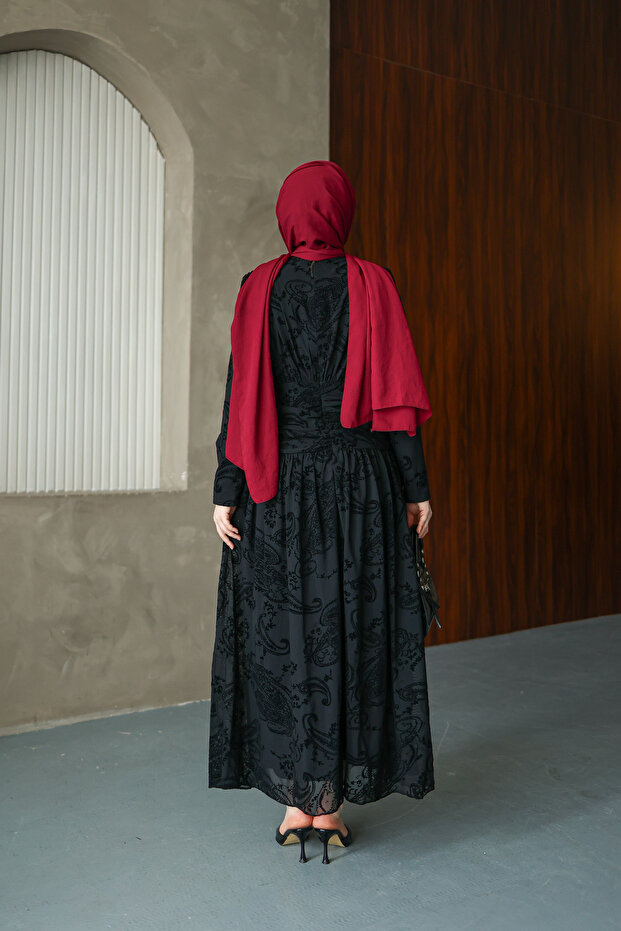 Flok Baskı Elbise - 6