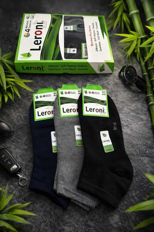 12 Pairs of Men's Bamboo Seamless Bootie Socks, 200 Needles, Soft, Washable, Scented - Seasonal - Mixed Colors (with Special Box)