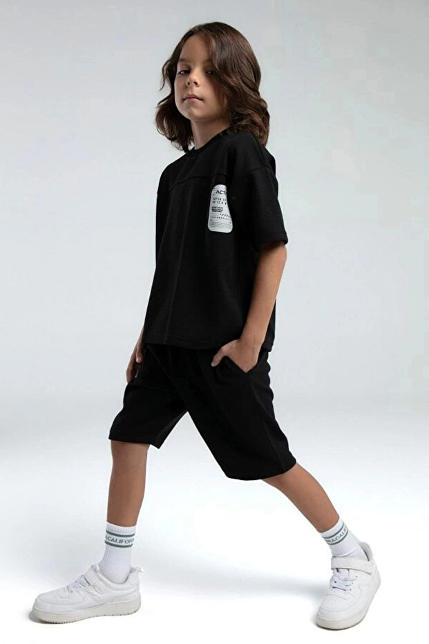 بدلة برمودا للأولاد - أسود - 4