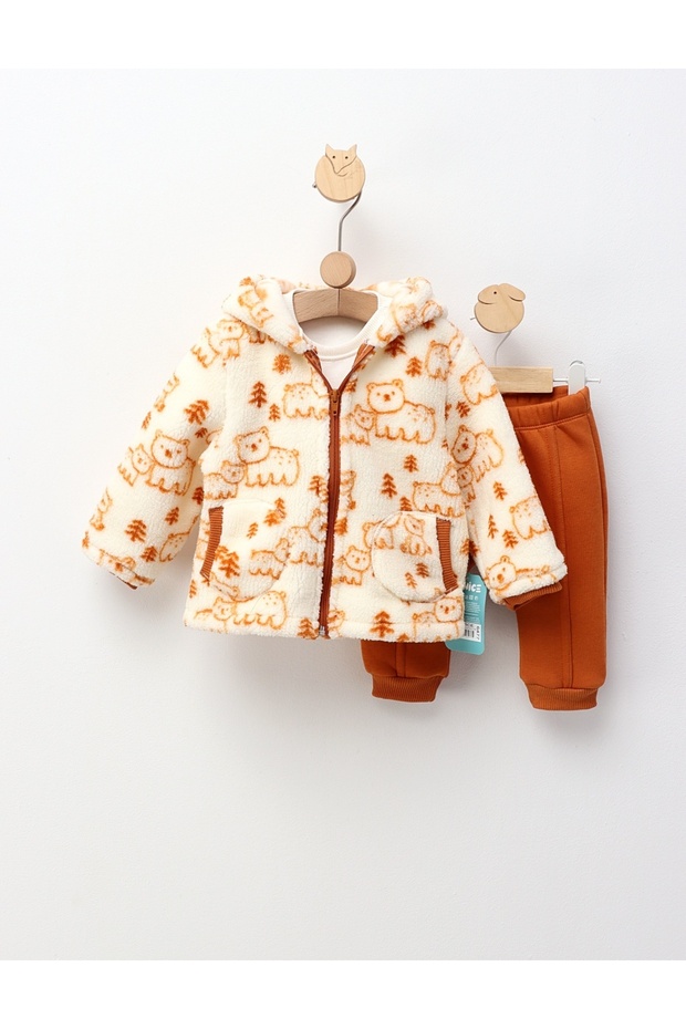 Winter Bear set, brown pattern 80 (9-12 months) - 1