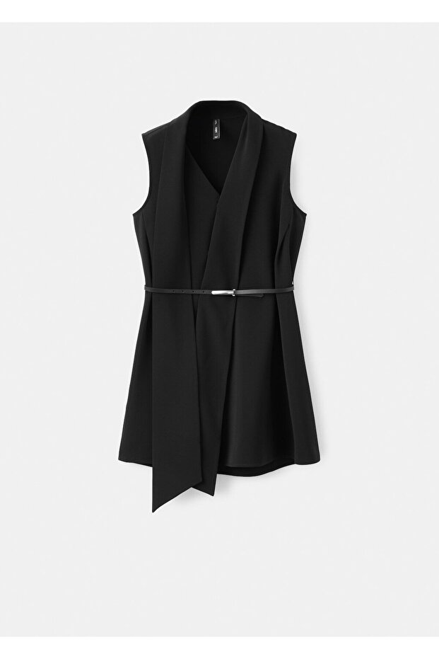 Kemerli fularlı elbise - 3