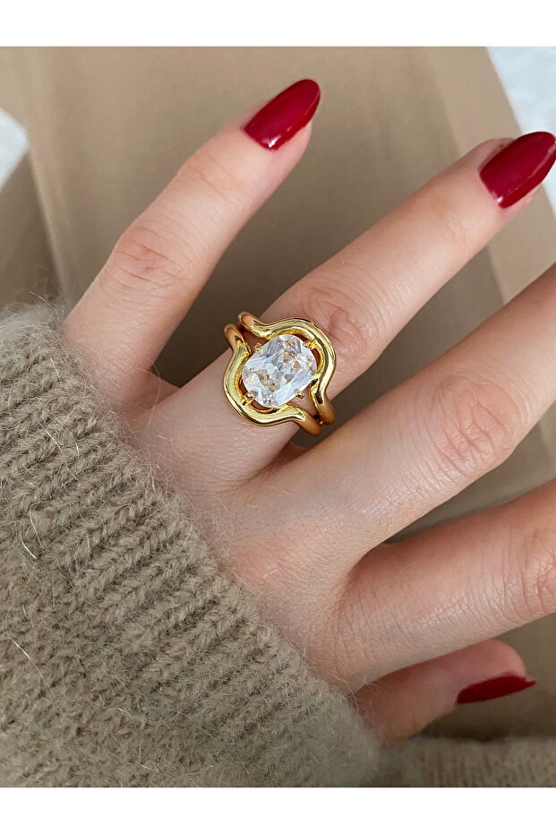 Limited Edition - Women's Ring with Large Oval Stone and Bottom Adjustment